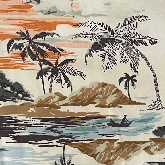 George Men’s Cream and Brown Tropical Casual Button Down Shirt 2XL - Picture 5 of 6